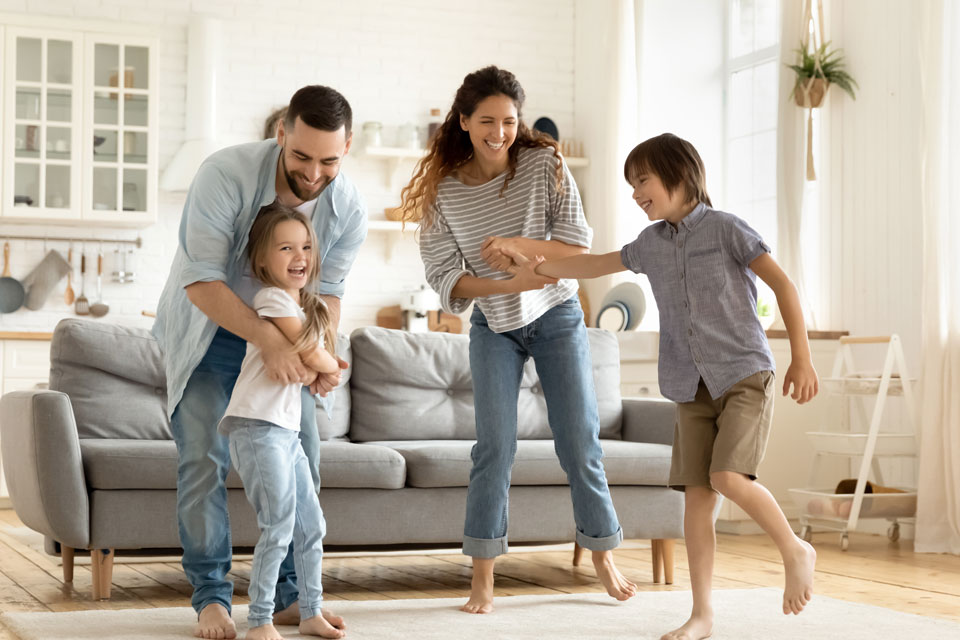 Family dancing in their living room Family dancing in their living room